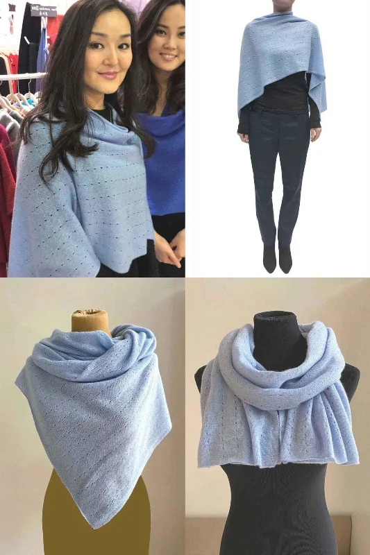 Powder blue cashmere poncho Multiway