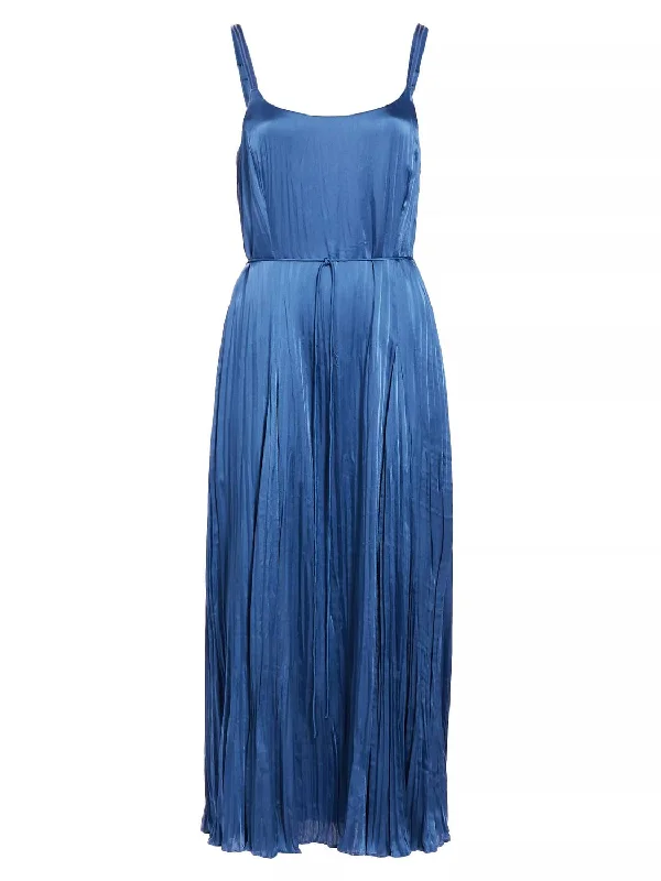 Crushed Silk Relaxed Slip Dress In 485 Cdb Cadet Blue