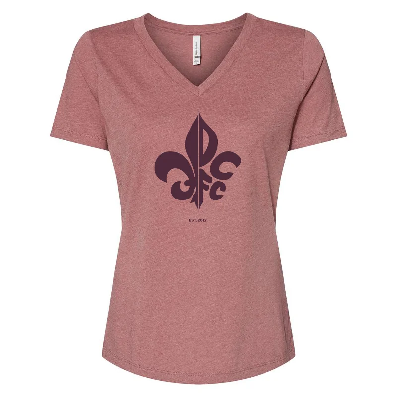 DCFC Women's Fleur V-Neck Tee- Mauve