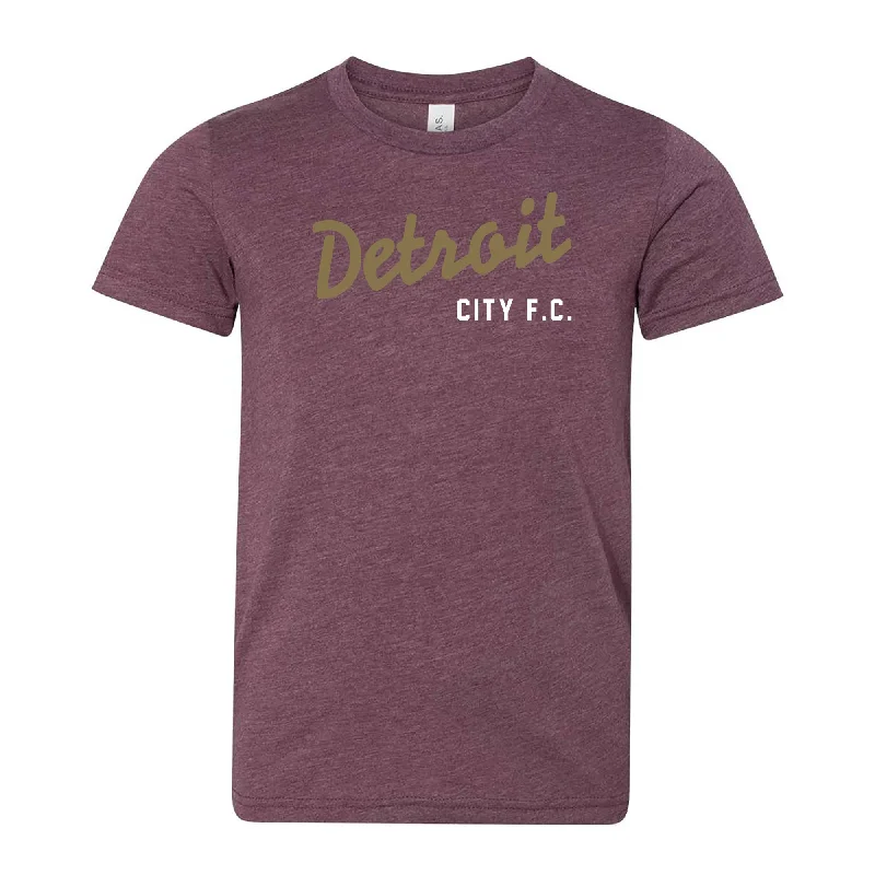 DCFC Youth Wordmark Tee- Heather Maroon