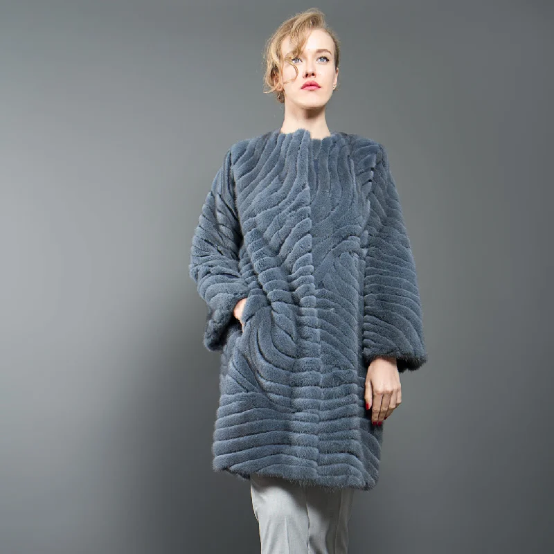 Mink Fur Coat blue