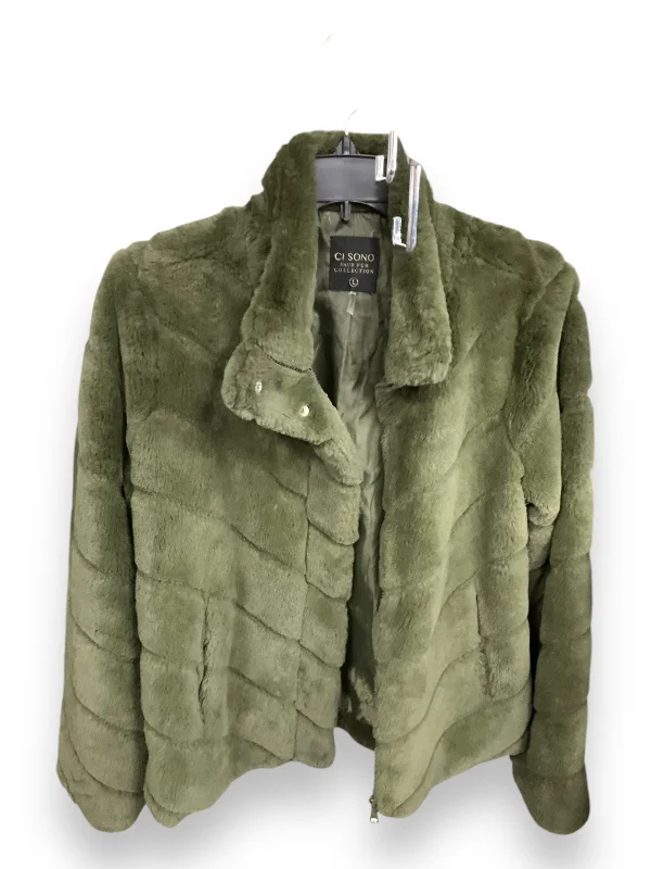 Jacket Faux Fur & Sherpa By Ci Sono In Green, Size: L