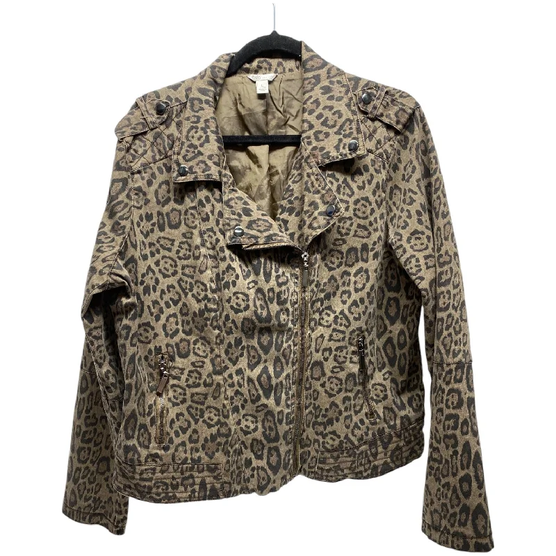 Jacket Moto By Cato In Animal Print, Size: L