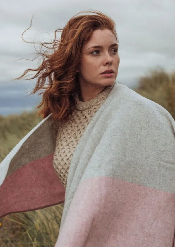 John Hanly Lambswool Cape | Pink Grey Block