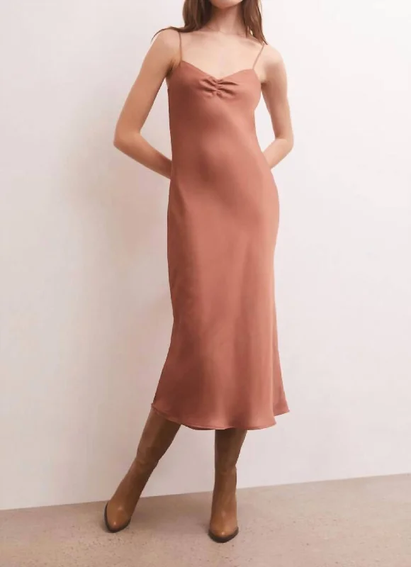 Lark Lux Sheen Slip Dress In Penny