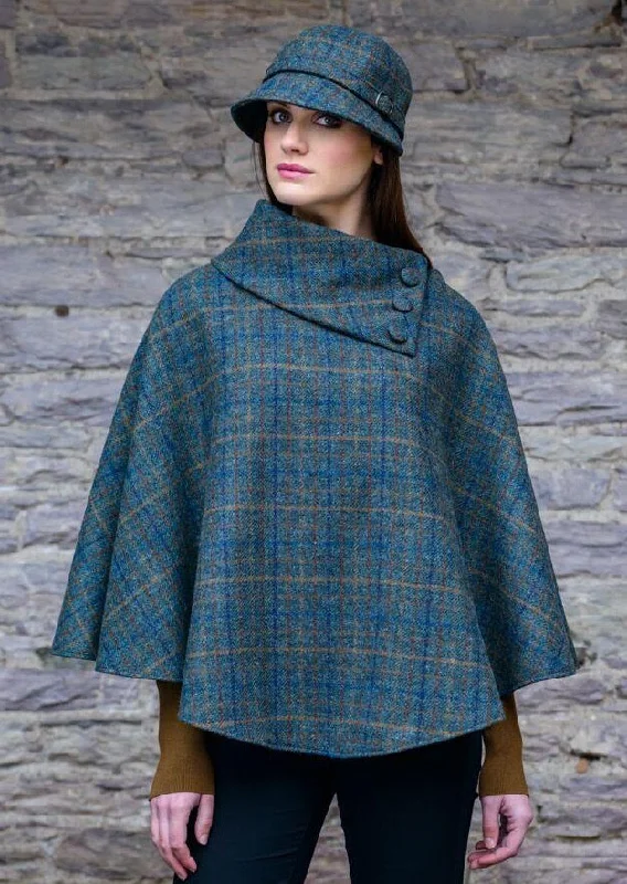 Mucros Weavers Poncho | Green Plaid