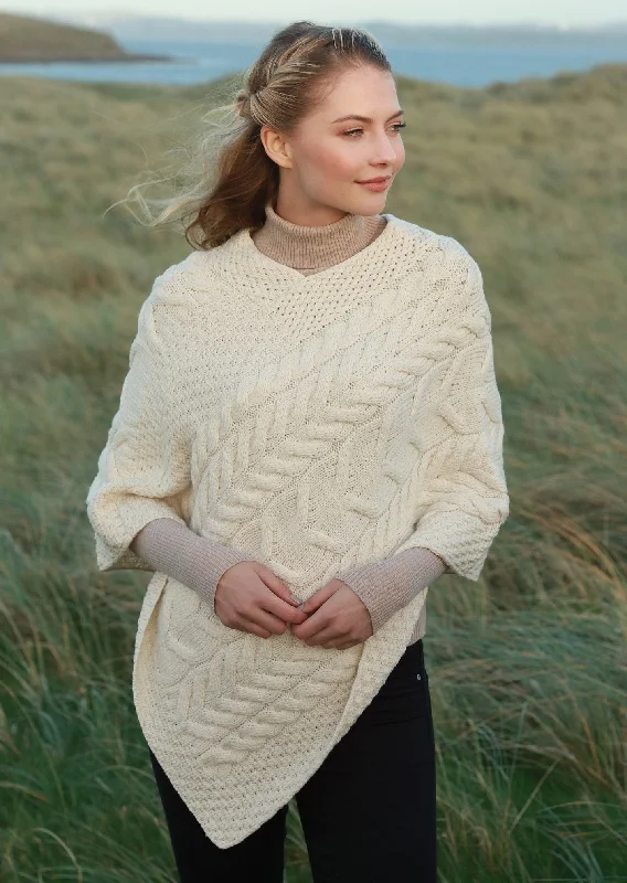 Aran Super Soft Poncho | Natural