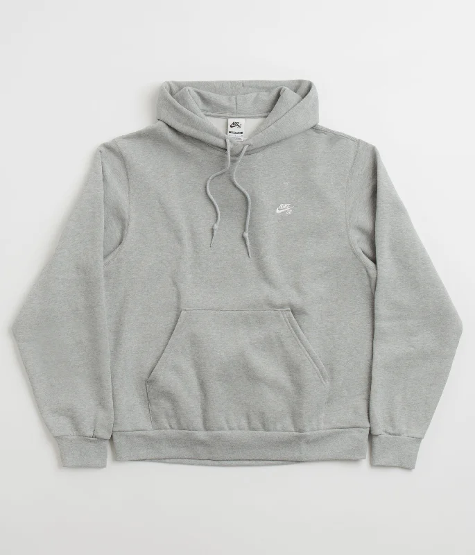 Nike SB Essential Small Logo Hoodie - Dark Grey Heather / White