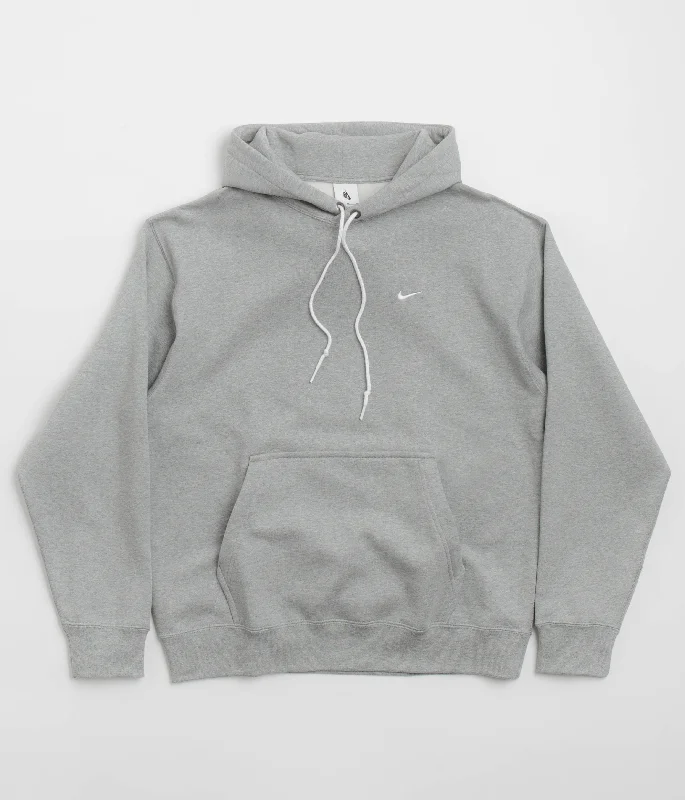 Nike Solo Swoosh Hoodie - Dark Grey Heather / White