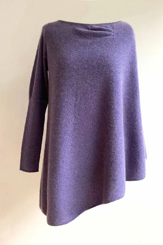 One sleeve Cashmere poncho in Heather