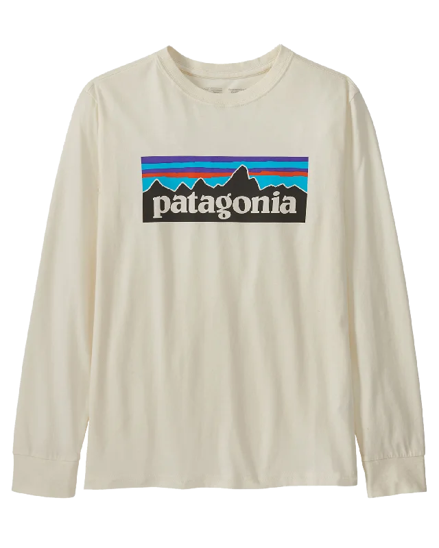 Patagonia Kids' Long Sleeve Regenerative Organic Certified Cotton P-6 T-Shirt - Undyed Natural