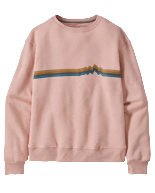 Patagonia Women's Ridge Rise Stripe Uprisal Crew Sweatshirt - Cozy Peach