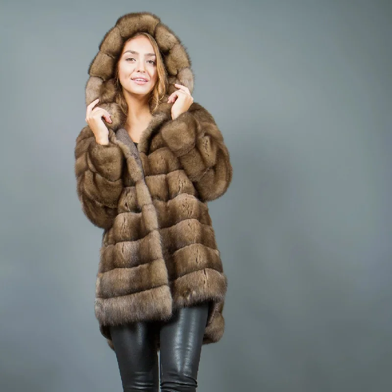 Russian Sable Fur Parka with hood