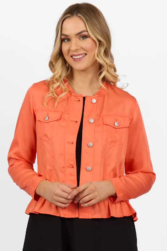 Tencel Jacket With Frill Hem - Melon