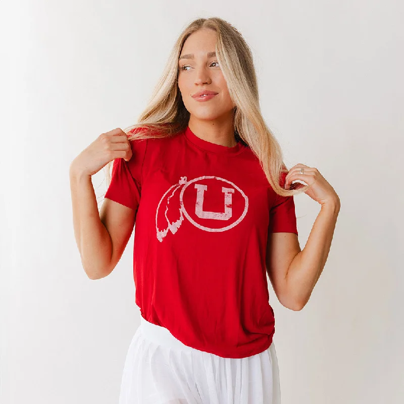 Utah Boyfriend Tee, Crimson Feather