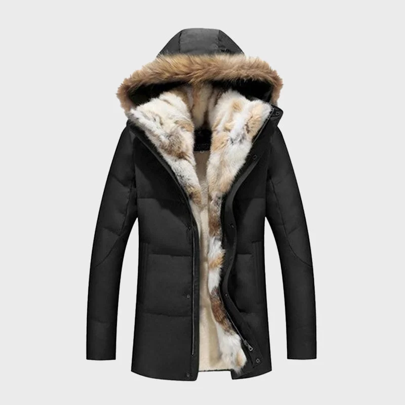 Women's Fur Hooded Warm Duck Feather Coat