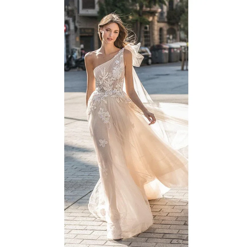 Beach Wedding Dress A Line Sleeveless Sexy Tulle Prom  Dress  gh2237