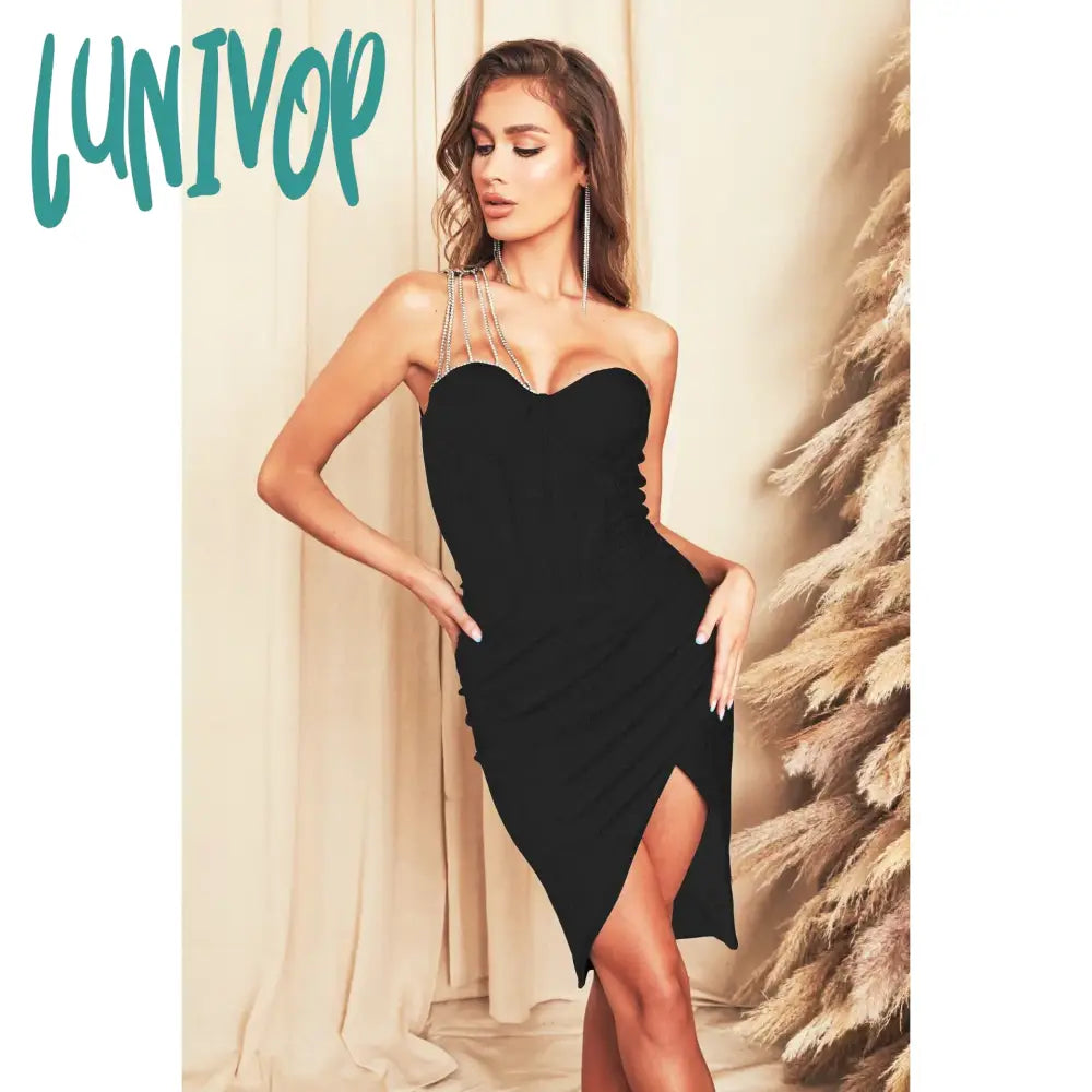 Lunivop Sexy Crystal Diamond Women Bandage Dress Vestidos De Fiesta Elegantes Para Mujer Wedding Birthday Party Club Robes