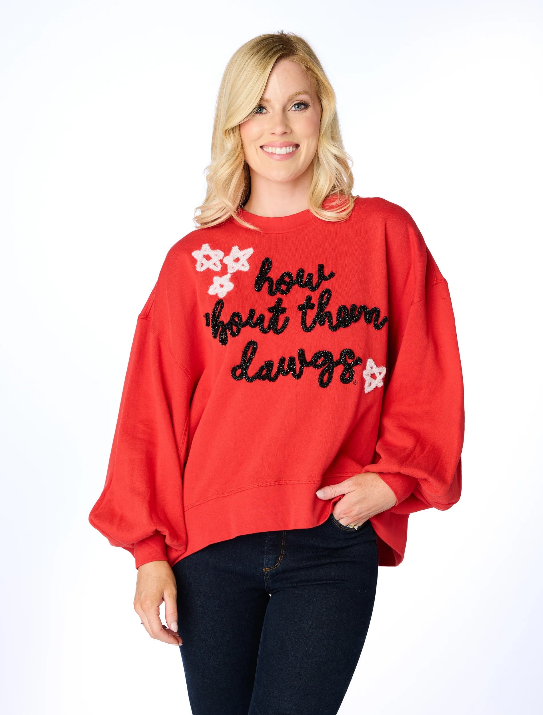 Stewart Simmons The How Bout Them Dawgs Glitter Script Balloon Pullover