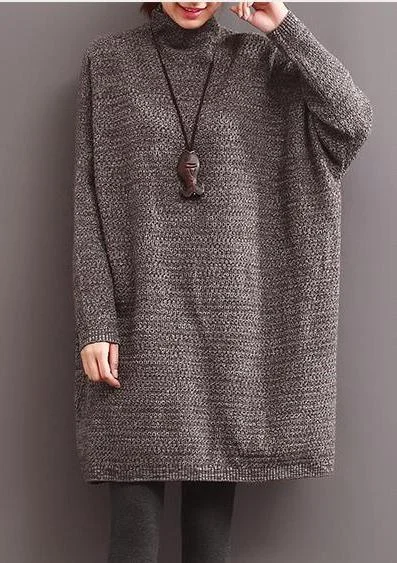 winter plus size gray sweaters oversized knit dress blouse