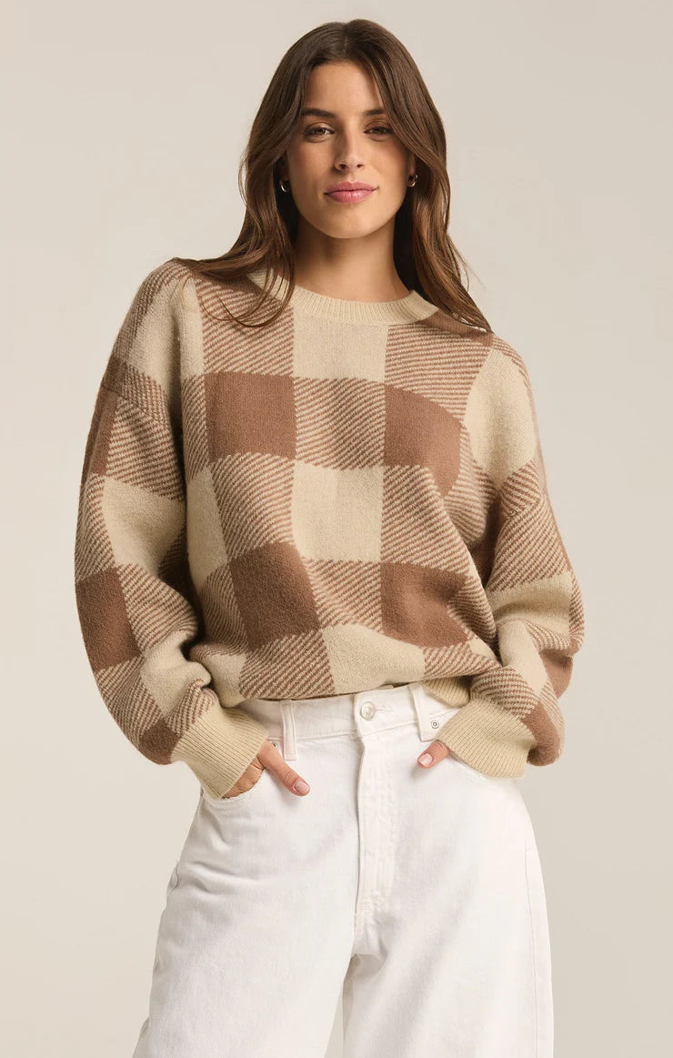 Z Supply Check You Later Plaid Sweater