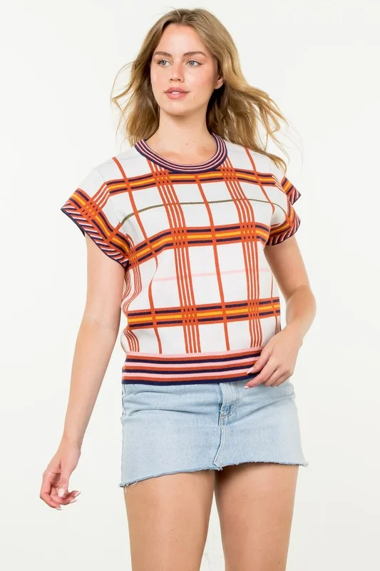 Short Sleeve Plaid Top