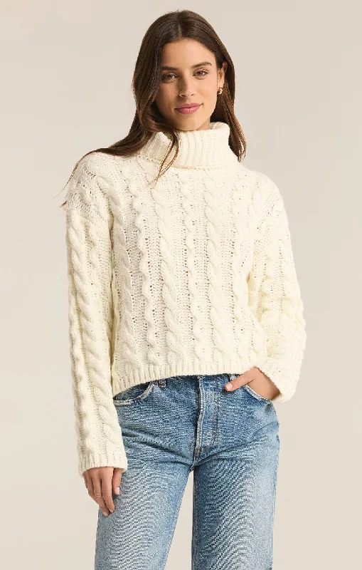 Z Supply Tied To You Cable Knit Turtleneck Sweater