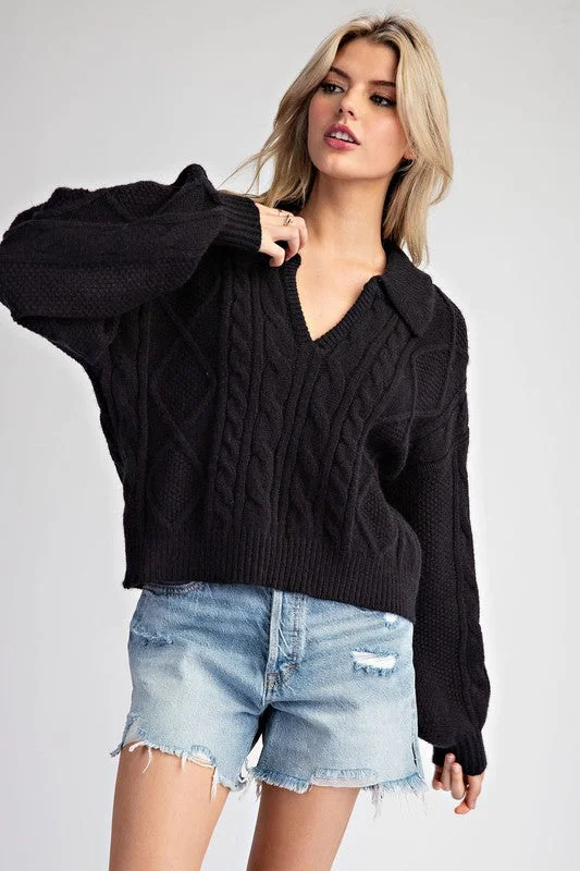 Textured Cropped Sweater Top