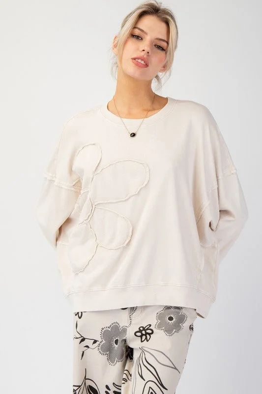 Flower Patch Washed Terry Knit Pullover