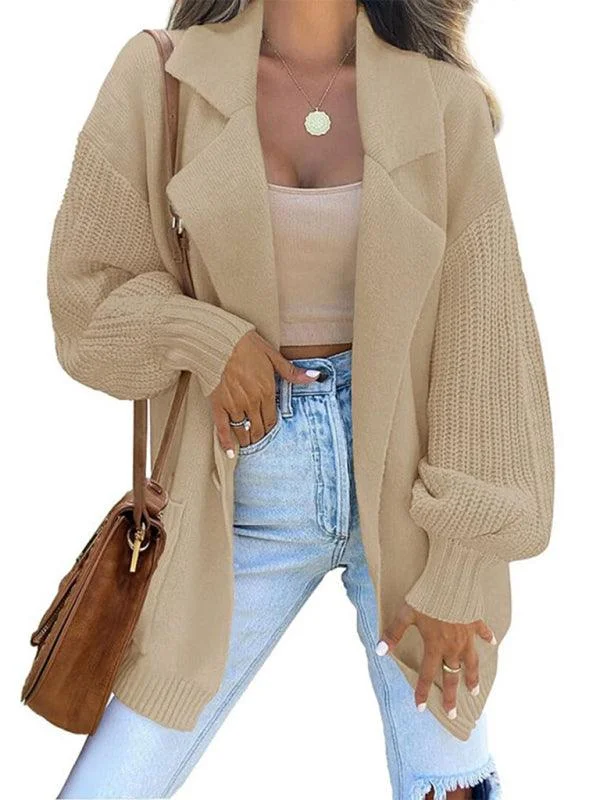 Big Collar  Women Cardigan Sweater