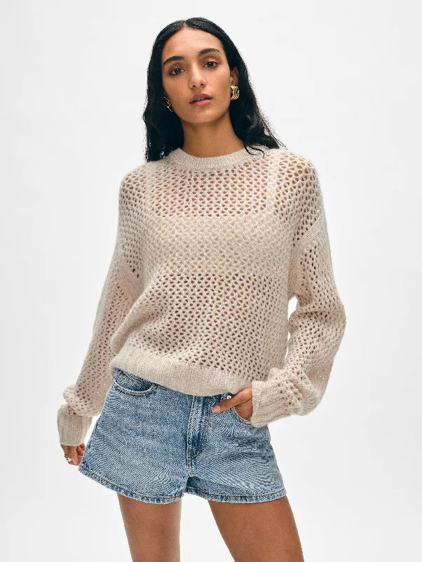 Cashmere Marled Mesh Crewneck