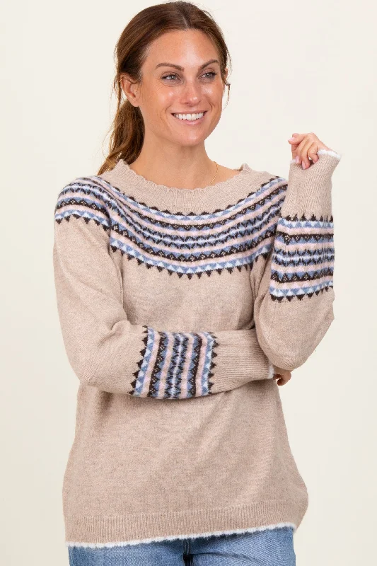 Cream Fair Isle Print Sweater