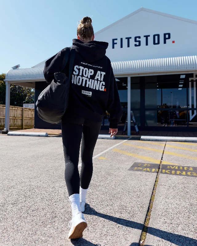 Unisex Fitstop Stop at Nothing Hoodie Oversize - Black