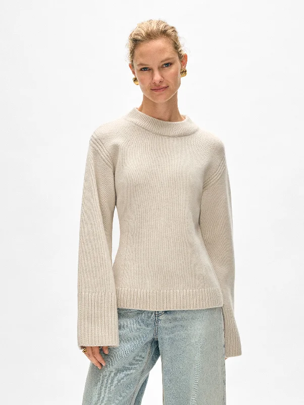 Merino Cashmere Waisted Crewneck