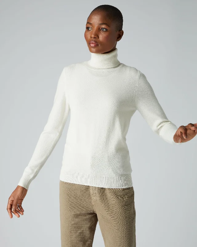 Women's Luna Turtle Neck Cashmere Sweater New Ivory White