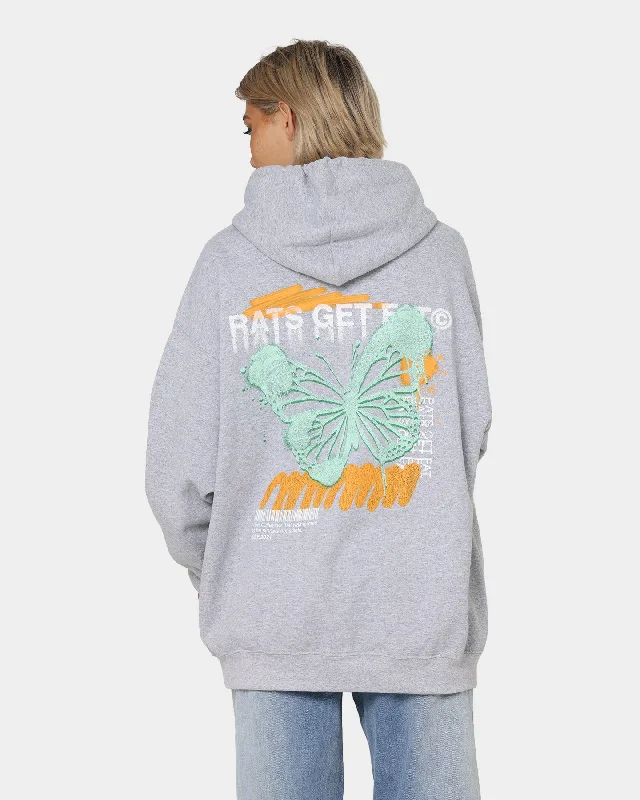 Rats Get Fat Spray Butterfly Hoodie Grey