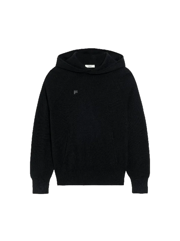 Womens Recycled Cashmere Hoodie—black