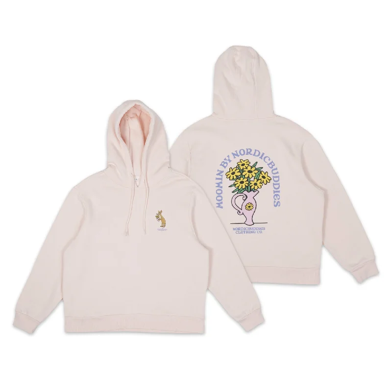 Sniff Flower Bouquet Hoodie Ladies - Light Pink