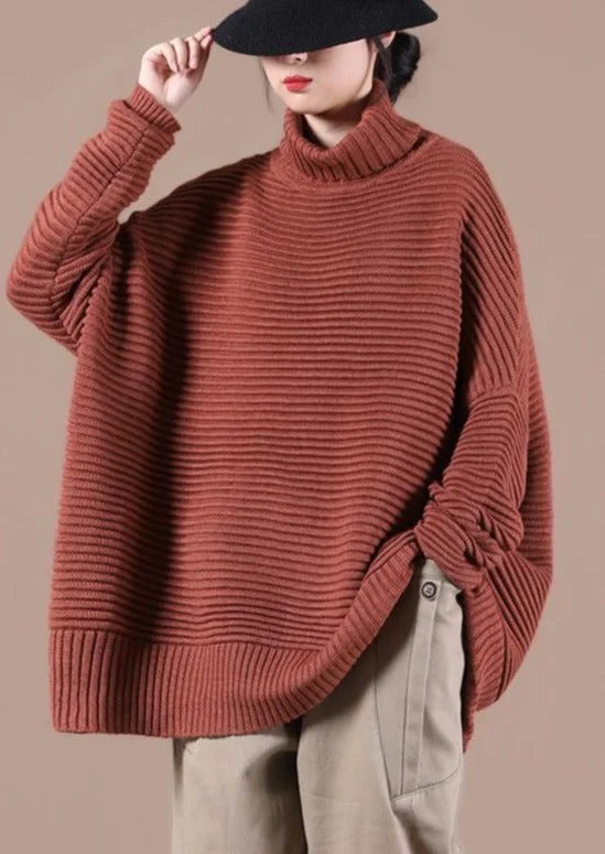 Spring Striped Turtleneck Knit Top Pullover Sweater