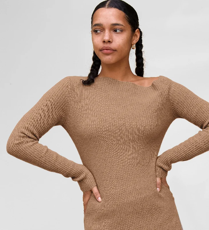 The Asymmetrical Off-Shoulder Ribbed Sweater