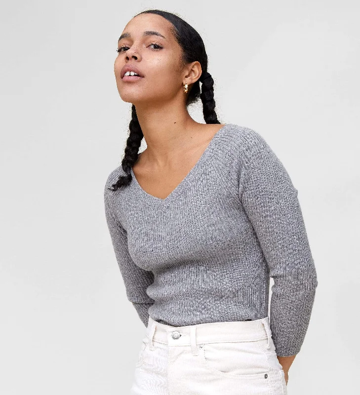 The Ribbed Subtle V-Neck Sweater