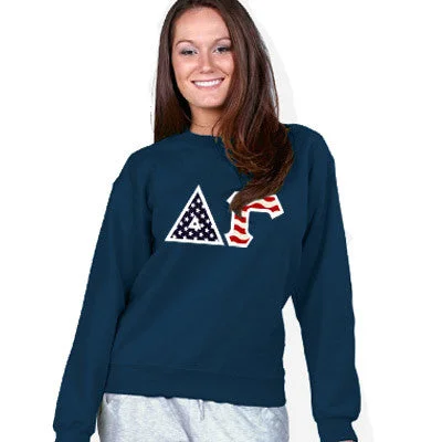 Sorority Crewneck Sweatshirt, Stars and Stripes Letters - G180 - TWILL