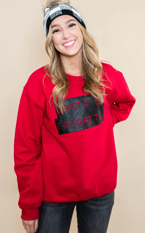 Santa's Favorite  Sweatshirt - Red**