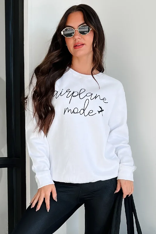 "Airplane Mode" Graphic Sweatshirt (White)