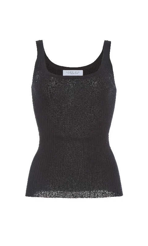 Alicia Knit Tank Top in Black Merino Wool