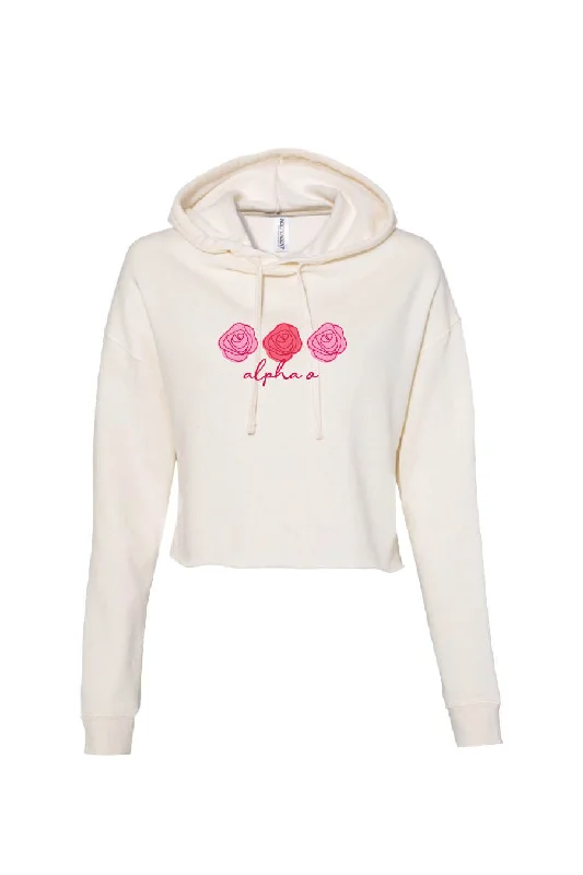 Alpha O Rose Crop Hoodie