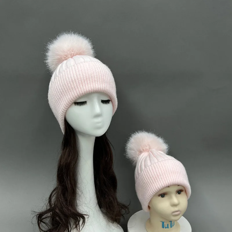 Baby Pink Faux Fur Bobble Hat