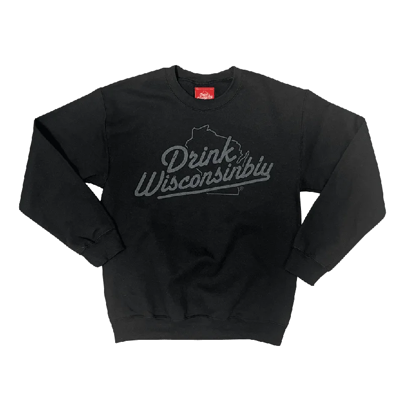 Black Distressed Logo Crewneck