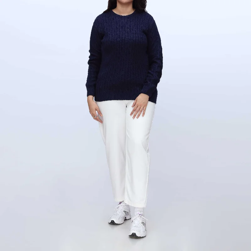 Blue Crew Neck Pullover Sweater PW3901