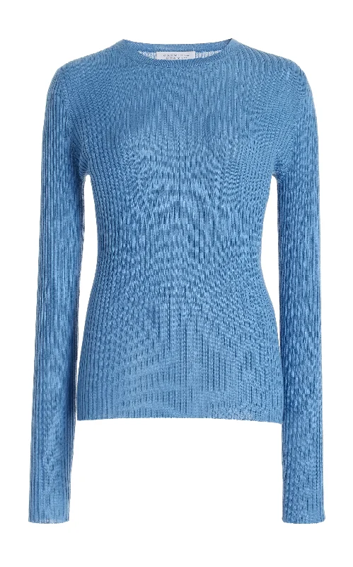 Browning Knit Sweater in Light Blue Denim Cashmere Silk